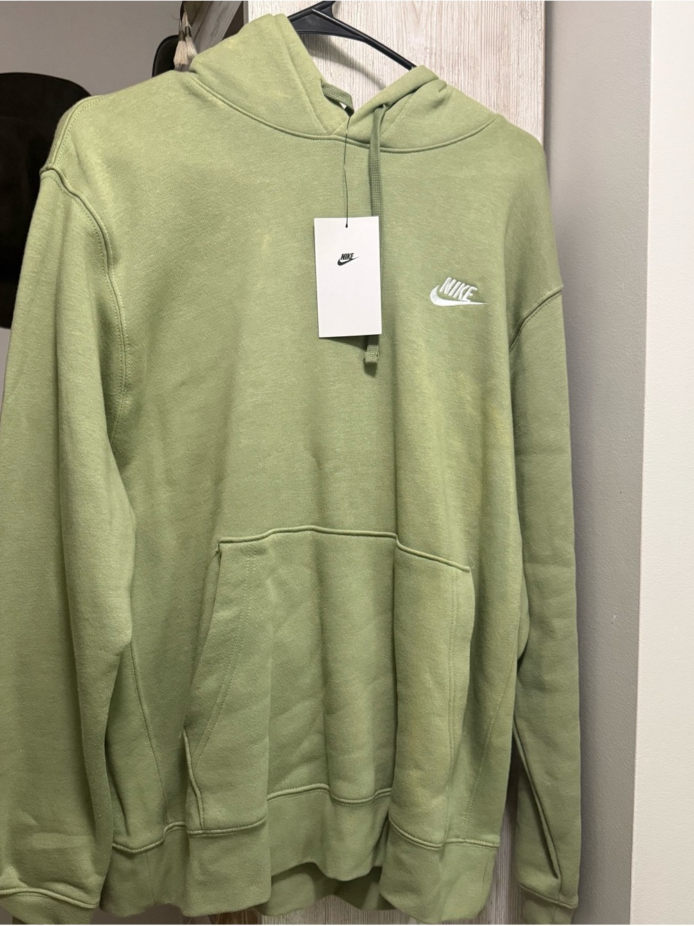 Nike Olive Green Pullover Hoodie with White Logo